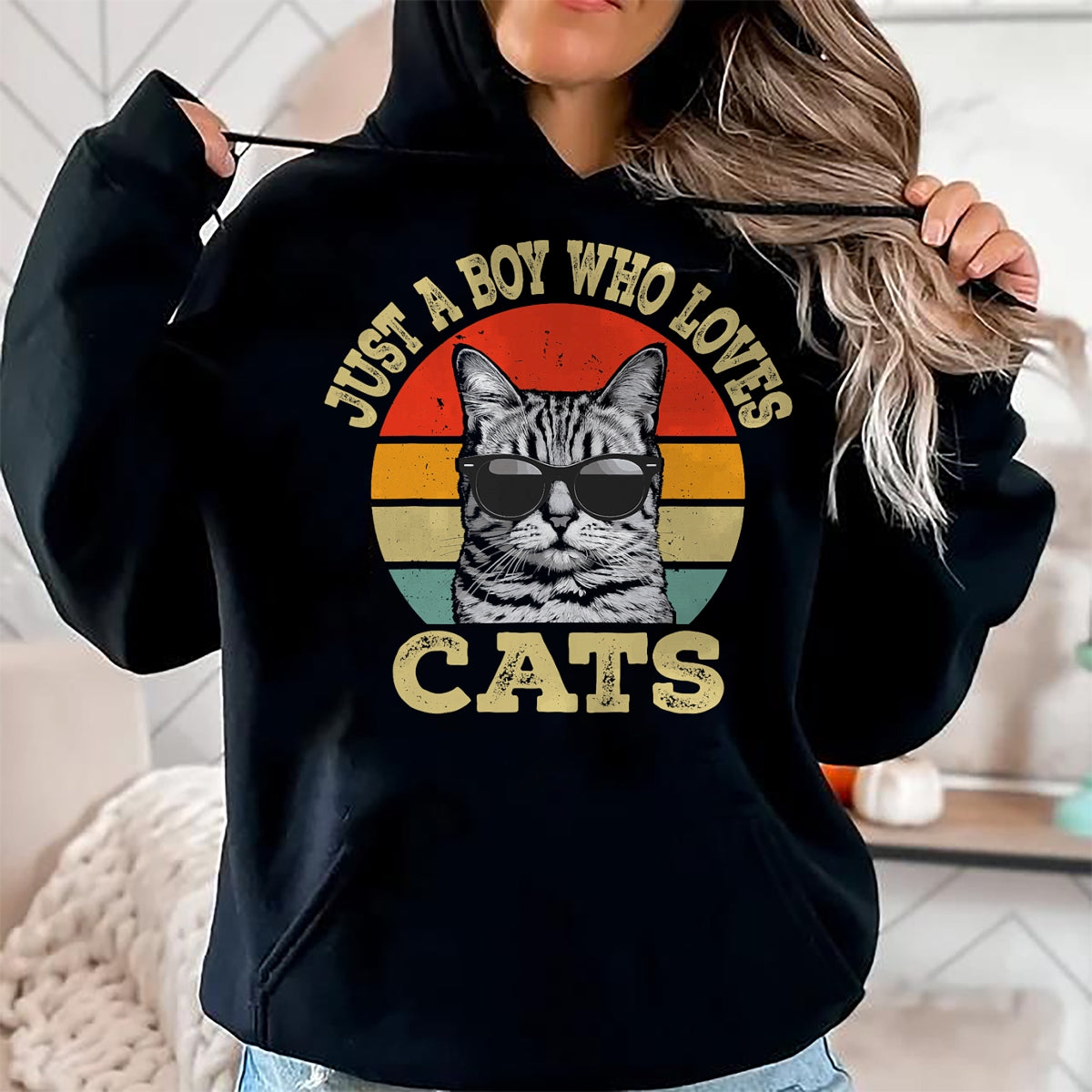Cat Love Shirt, Funny Cat Lover Gift UnisexT-Shirt/Hoodie/Sweatshirt HLT00 - Vintage Just A Boy Who Loves Cats Boy Kid Cat Lover for Boys T-Shirt