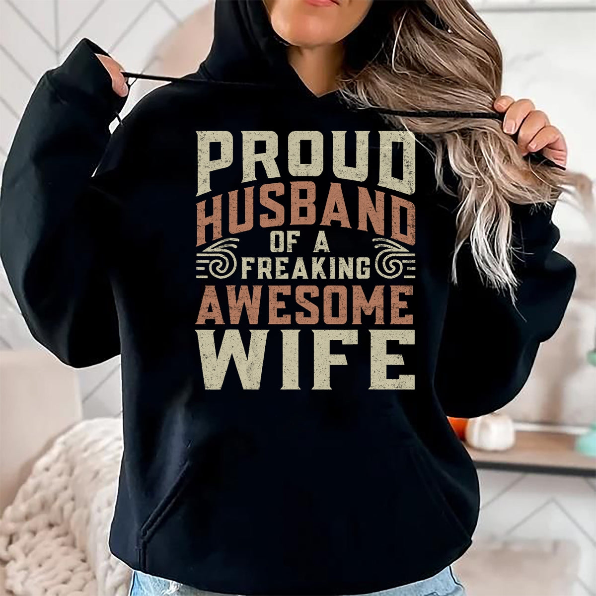 Best Husband Shirt, Wife and Husband Unisex T-Shirt/Hoodie/Sweatshirt HLT00 - Proud Husband Of A Freaking Awesome Wife Men Women T-Shirt