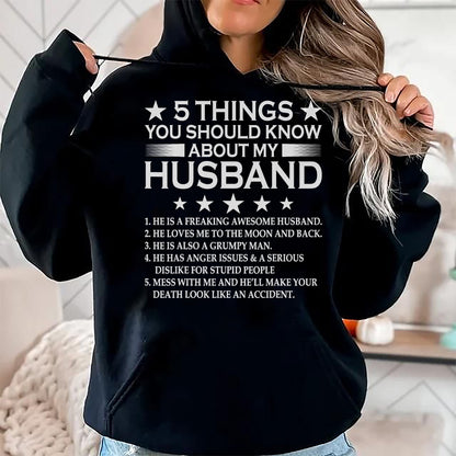 Best Husband Shirt, Wife and Husband Unisex T-Shirt/Hoodie/Sweatshirt HLT00 - 5 Things You Should Know About My Husband Marriage T-Shirt (1)