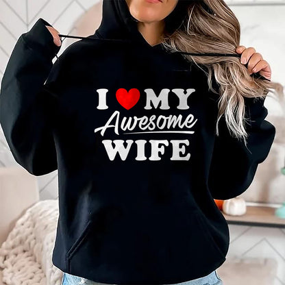 Best Husband Shirt, Wife and Husband Unisex T-Shirt/Hoodie/Sweatshirt HLT00 - I Love My Awesome Wife T Shirt for Men T-Shirt