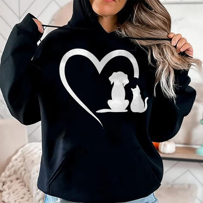 Cat Love Shirt, Funny Cat Lover Gift UnisexT-Shirt/Hoodie/Sweatshirt HLT00 - Dog Puppy and Baby Cat Heart - Animal Dog & Cat Heart T-Shirt, Men, Black, 3X-Large