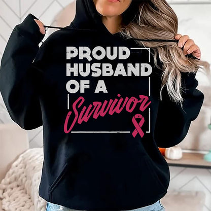 Best Husband Shirt, Wife and Husband Unisex T-Shirt/Hoodie/Sweatshirt HLT00 - Proud Husband of Survivor Breast Cancer Awareness Men Gift T-Shirt