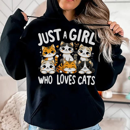 Cat Love Shirt, Funny Cat Lover Gift UnisexT-Shirt/Hoodie/Sweatshirt HLT00 - Cats Lover Just A Girl Who Loves Cat T-Shirt (1)
