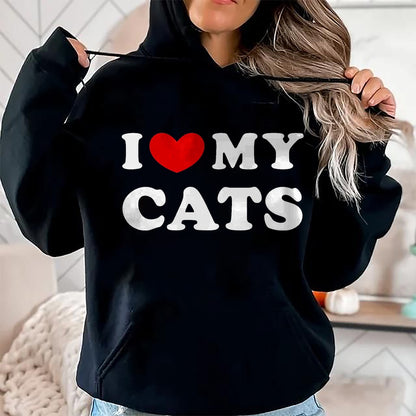 Cat Love Shirt, Funny Cat Lover Gift UnisexT-Shirt/Hoodie/Sweatshirt HLT00 - I Love My Cats, I Heart My Cats T-Shirt, Men, Black, 3X-Large