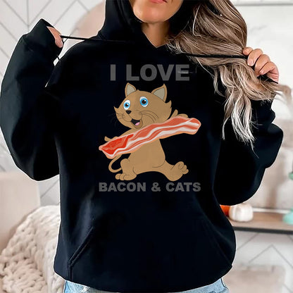 Cat Love Shirt, Funny Cat Lover Gift UnisexT-Shirt/Hoodie/Sweatshirt HLT00 - I love bacon and cats T-Shirt