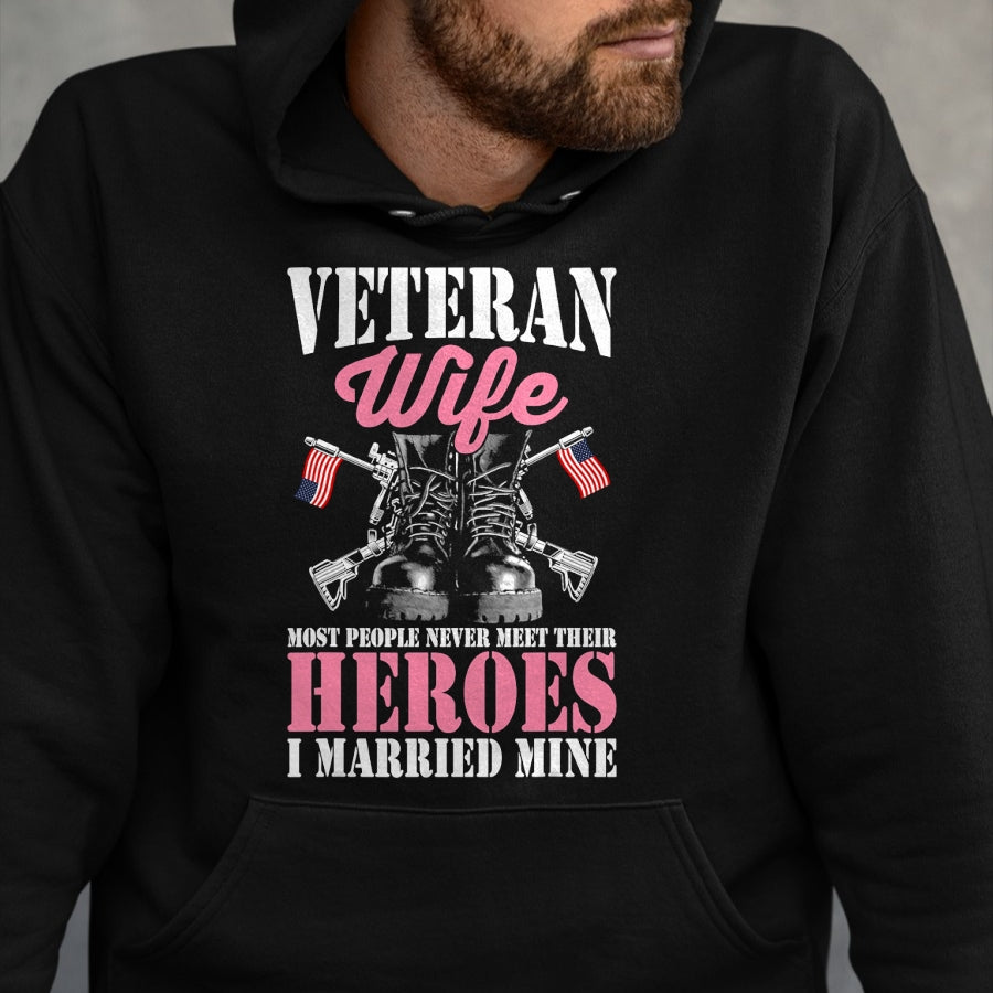 Best Husband Shirt, Wife and Husband Unisex T-Shirt/Hoodie/Sweatshirt HLT00 - Veteran Wife Married Mine Proud Military Veteran Husband T-Shirt