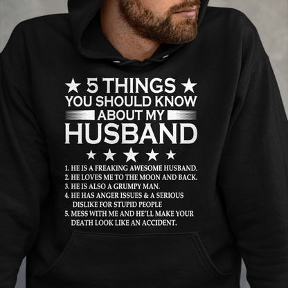 Best Husband Shirt, Wife and Husband Unisex T-Shirt/Hoodie/Sweatshirt HLT00 - 5 Things You Should Know About My Husband Marriage T-Shirt