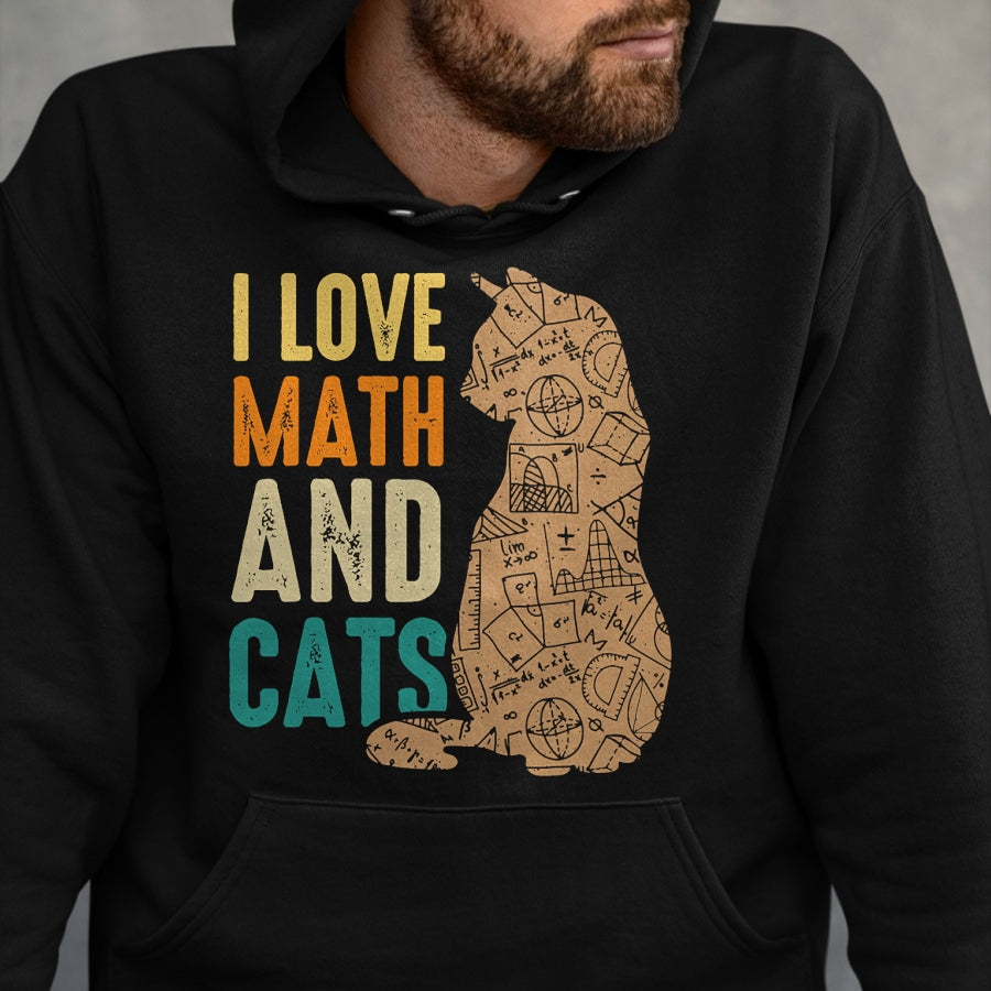 Cat Love Shirt, Funny Cat Lover Gift UnisexT-Shirt/Hoodie/Sweatshirt HLT00 - I Love Math And Cats Funny Cat Lover Math Teacher T-Shirt (1)