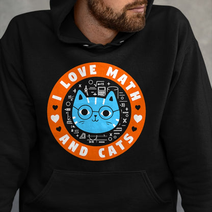 Cat Love Shirt, Funny Cat Lover Gift UnisexT-Shirt/Hoodie/Sweatshirt HLT00 - I Love Math and Cats Funny Cat Lover Math Teacher T-Shirt