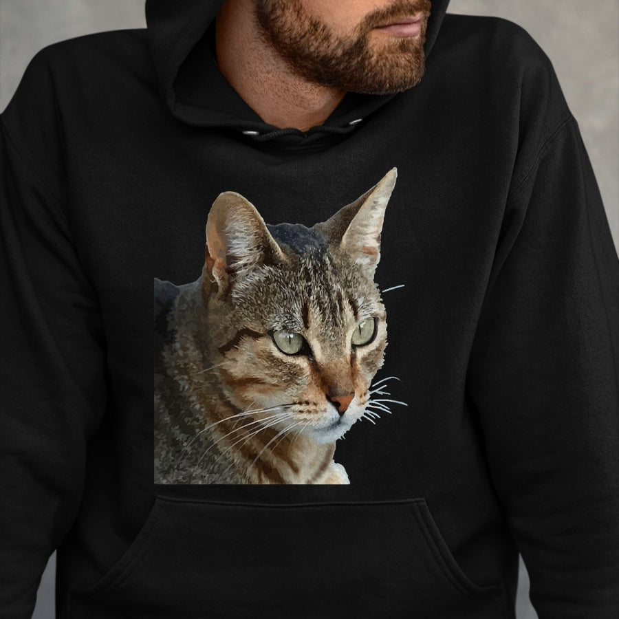 Cat Love Shirt, Funny Cat Lover Gift UnisexT-Shirt/Hoodie/Sweatshirt HLT00 - Stunning Tabby Cat Close Up Portrait Vector T-Shirt (1)