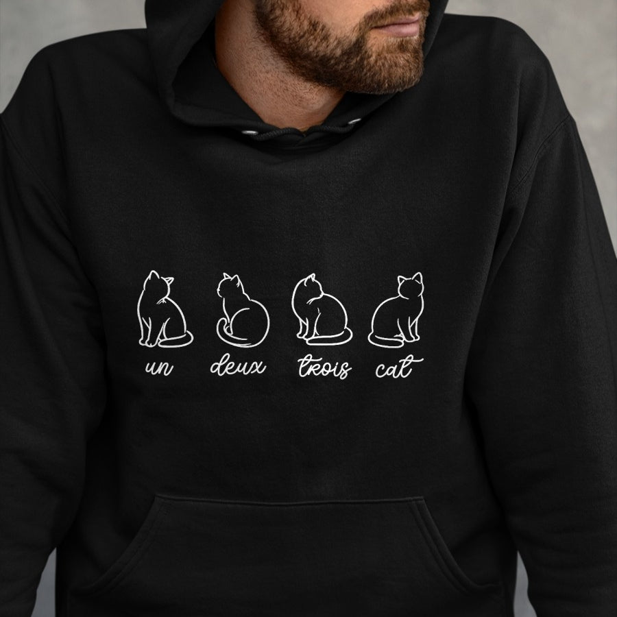 Cat Love Shirt, Funny Cat Lover Gift UnisexT-Shirt/Hoodie/Sweatshirt HLT00 - French Un Deux Trois Cat, Counting, Minimalist, Cat Lover T-Shirt