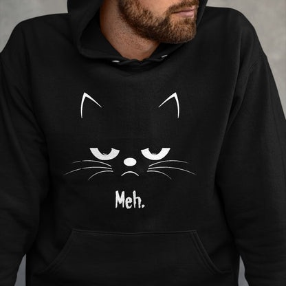 Cat Love Shirt, Funny Cat Lover Gift UnisexT-Shirt/Hoodie/Sweatshirt HLT00 - Sarcastic Funny Angry Cat Meh Halloween Costume T-Shirt, Men, Black, XX-Large