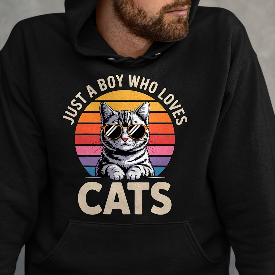Cat Love Shirt, Funny Cat Lover Gift UnisexT-Shirt/Hoodie/Sweatshirt HLT00 - Just a Boy Who Loves Cats T-Shirt