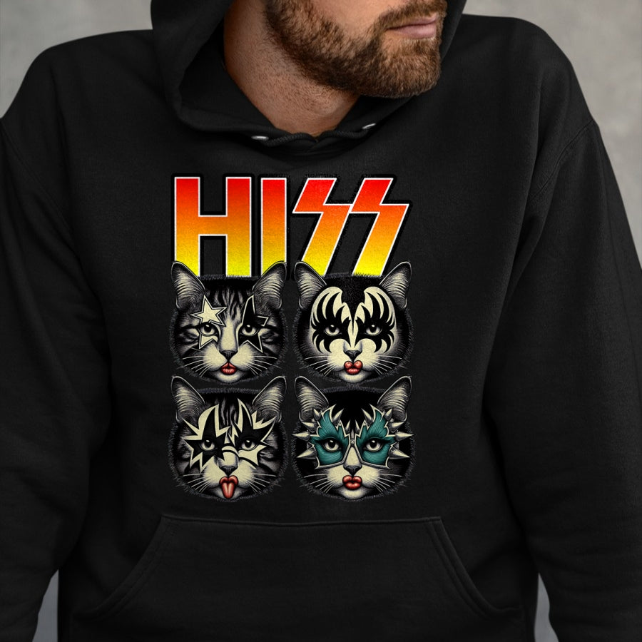 Cat Love Shirt, Funny Cat Lover Gift UnisexT-Shirt/Hoodie/Sweatshirt HLT00 - Retro Cat Rock Music Concert Band Hiss Funny Cat Kitten Love T-Shirt (1)