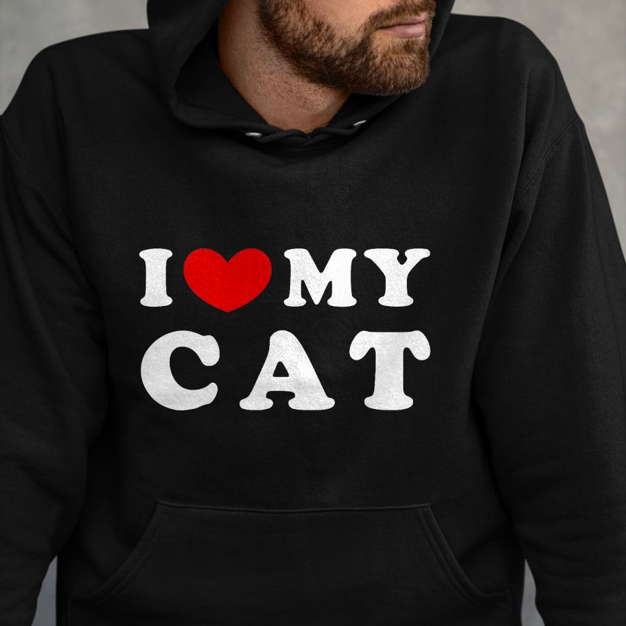 Cat Love Shirt, Funny Cat Lover Gift UnisexT-Shirt/Hoodie/Sweatshirt HLT00 - I Love My Cat, I Heart My Cat T-Shirt, Men, Pink Heather, X-Large