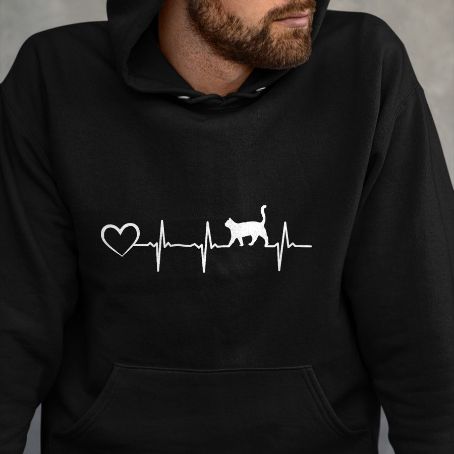 Cat Love Shirt, Funny Cat Lover Gift UnisexT-Shirt/Hoodie/Sweatshirt HLT00 - Cat Heartbeat Heart - Cat Puppy Cats Hearts Baby Cat Owner T-Shirt