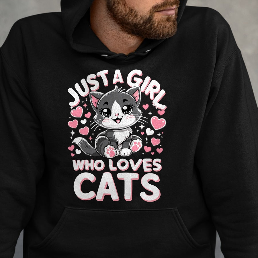 Cat Love Shirt, Funny Cat Lover Gift UnisexT-Shirt/Hoodie/Sweatshirt HLT00 - Just A Girl Who Loves Cats Cute Cat T-Shirt (1)