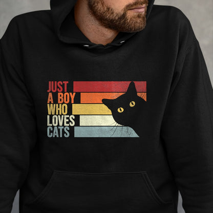 Cat Love Shirt, Funny Cat Lover Gift UnisexT-Shirt/Hoodie/Sweatshirt HLT00 - Just A Boy Who Loves Cats. Funny Cats Lover T-Shirt (2)