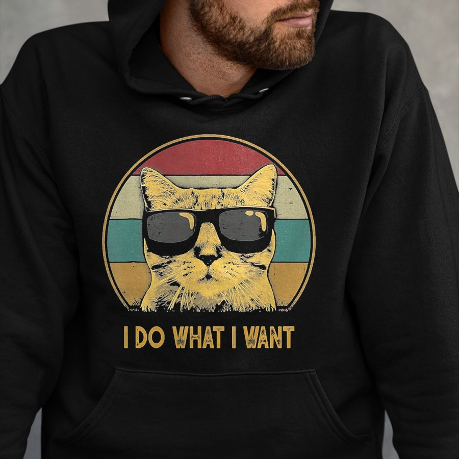 Cat Love Shirt, Funny Cat Lover Gift UnisexT-Shirt/Hoodie/Sweatshirt HLT00 - Retro Ich Mache was ich Want, cat Funny cat Lover T-Shirt, Men, Black, 3X-Large
