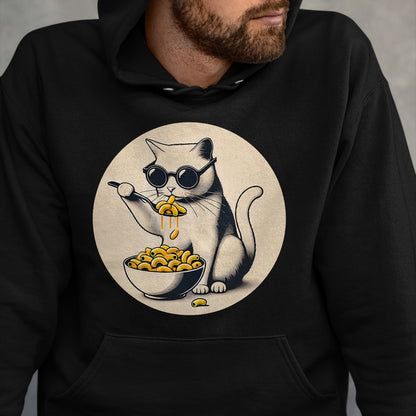 Cat Love Shirt, Funny Cat Lover Gift UnisexT-Shirt/Hoodie/Sweatshirt HLT00 - Cat Eating Mac and Cheese Men Women Girls Kids T-Shirt (1)