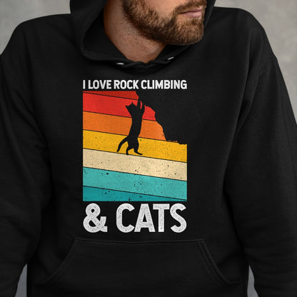 Cat Love Shirt, Funny Cat Lover Gift UnisexT-Shirt/Hoodie/Sweatshirt HLT00 - I Love Rock Climbing & Cats Cute Kitty Cat Lover Gift T-Shirt