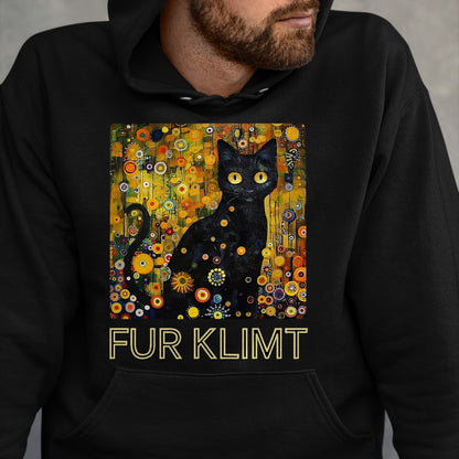 Cat Love Shirt, Funny Cat Lover Gift UnisexT-Shirt/Hoodie/Sweatshirt HLT00 - Black Cat in Klimt Painting, Cat Lover, Artist Art Student T-Shirt, Men, Black, 3X-Large