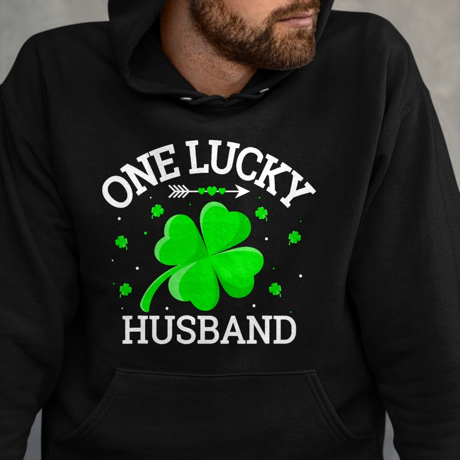 Best Husband Shirt, Wife and Husband Unisex T-Shirt/Hoodie/Sweatshirt HLT00 - One Lucky Husband Matching St Patrick_s Day T-Shirt