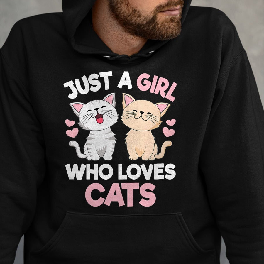 Cat Love Shirt, Funny Cat Lover Gift UnisexT-Shirt/Hoodie/Sweatshirt HLT00 - Just A Girl Who Loves Cats Cute Cat Lover Kitty Girls Kids T-Shirt (1)