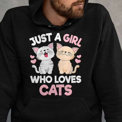 Cat Love Shirt, Funny Cat Lover Gift UnisexT-Shirt/Hoodie/Sweatshirt HLT00 - Just A Girl Who Loves Cats Cute Cat Lover Kitty Girls Kids T-Shirt (1)