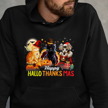 Cat Love Shirt, Funny Cat Lover Gift UnisexT-Shirt/Hoodie/Sweatshirt HLT00 - Hallo Thanks Mas Shirt Halloween Cat Love Thanksgiving Xmas T-Shirt for Men Women Kids