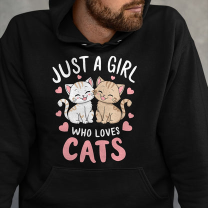 Cat Love Shirt, Funny Cat Lover Gift UnisexT-Shirt/Hoodie/Sweatshirt HLT00 - Cat Lover Just A Girl Who Loves Cats T-Shirt (1)