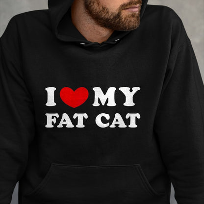 Cat Love Shirt, Funny Cat Lover Gift UnisexT-Shirt/Hoodie/Sweatshirt HLT00 - I Love My Fat Cat, I Heart My Fat Cat T-Shirt, Youth, Black, Medium