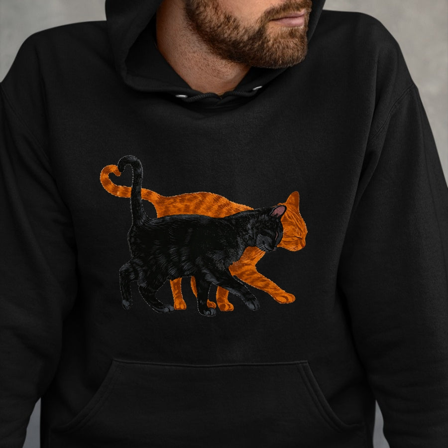 Cat Love Shirt, Funny Cat Lover Gift UnisexT-Shirt/Hoodie/Sweatshirt HLT00 - Black Cat Orange Cat Heart Tail Love T-Shirt