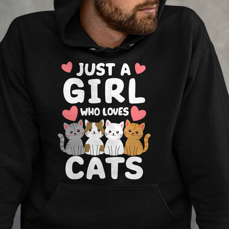 Cat Love Shirt, Funny Cat Lover Gift UnisexT-Shirt/Hoodie/Sweatshirt HLT00 - Cat Just A Girl Who Loves Cats T-Shirt (2)
