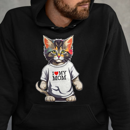 Cat Love Shirt, Funny Cat Lover Gift UnisexT-Shirt/Hoodie/Sweatshirt HLT00 - Cute Cat In I Love My Mom Shirt For Best Cat_s Mom Ever T-Shirt