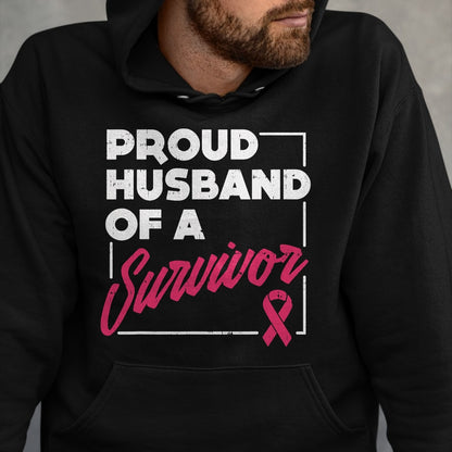 Best Husband Shirt, Wife and Husband Unisex T-Shirt/Hoodie/Sweatshirt HLT00 - Proud Husband of Survivor Breast Cancer Awareness Men Gift T-Shirt