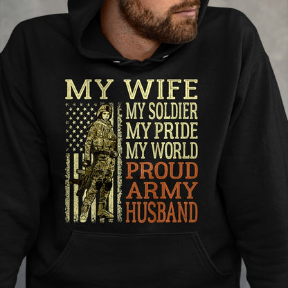 Best Husband Shirt, Wife and Husband Unisex T-Shirt/Hoodie/Sweatshirt HLT00 - My Wife My Soldier Hero - Proud Army Husband Military Spouse T-Shirt