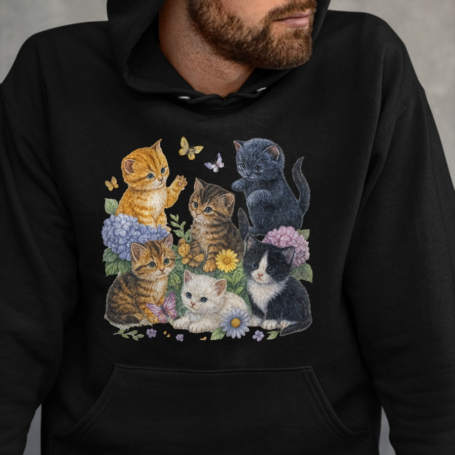 Cat Love Shirt, Funny Cat Lover Gift UnisexT-Shirt/Hoodie/Sweatshirt HLT00 - Cat Flower Floral Cute Kitten Vintage Flowers Art Cat Lover T-Shirt