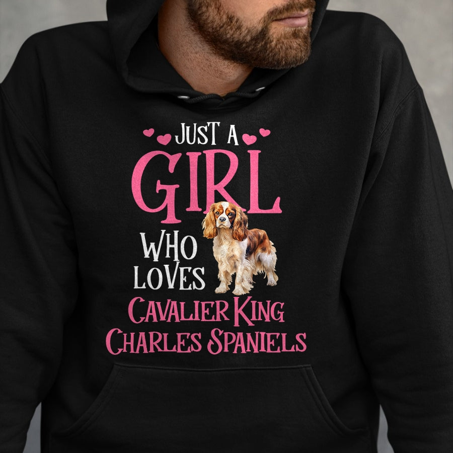 Cat Love Shirt, Funny Cat Lover Gift UnisexT-Shirt/Hoodie/Sweatshirt HLT00 - Just A Girl Who Loves Cavalier King Charles Spaniels T-Shirt