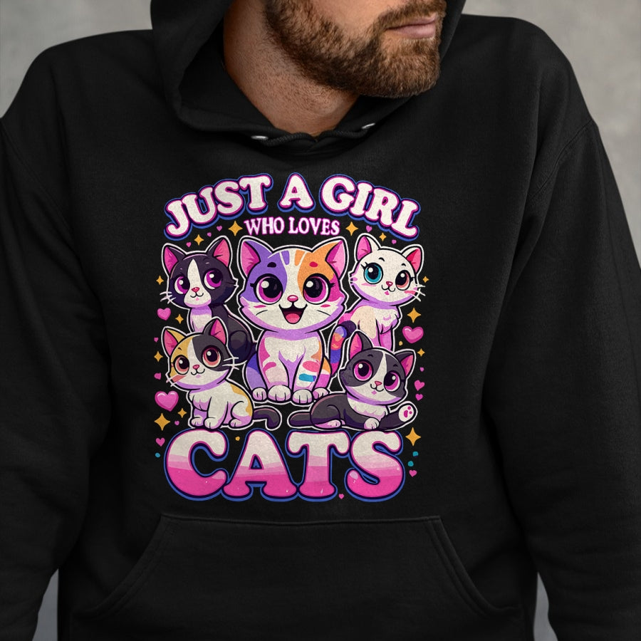 Cat Love Shirt, Funny Cat Lover Gift UnisexT-Shirt/Hoodie/Sweatshirt HLT00 - Cat Just a Girl Who Loves Cats T-Shirt