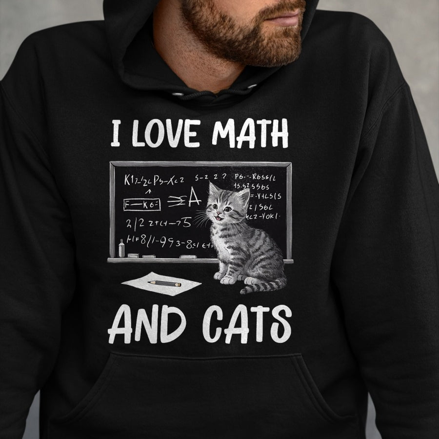 Cat Love Shirt, Funny Cat Lover Gift UnisexT-Shirt/Hoodie/Sweatshirt HLT00 - I Love Math and Cats Funny Cat Lover Science Teacher Student T-Shirt (1)