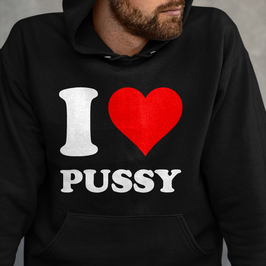 Cat Love Shirt, Funny Cat Lover Gift UnisexT-Shirt/Hoodie/Sweatshirt HLT00 - Red Heart I Love Pussy T-Shirt