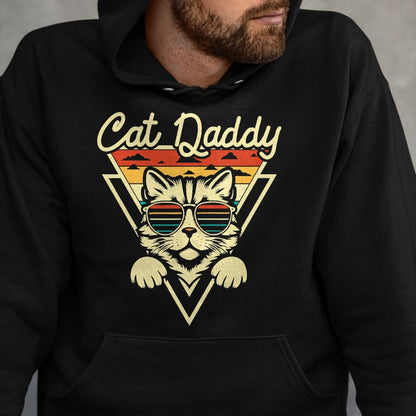 Cat Love Shirt, Funny Cat Lover Gift UnisexT-Shirt/Hoodie/Sweatshirt HLT00 - Cat Daddy Retro Sunglasses Cat Fur Dad Papa Vintage Cat Dad T-Shirt