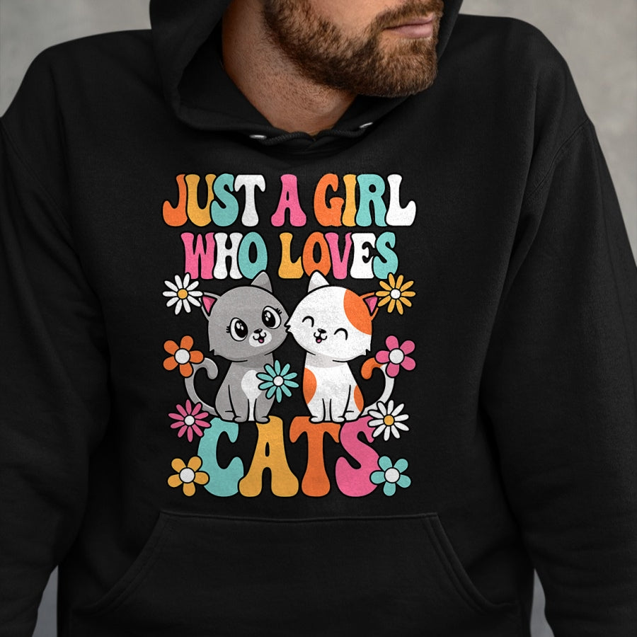 Cat Love Shirt, Funny Cat Lover Gift UnisexT-Shirt/Hoodie/Sweatshirt HLT00 - Just A Girl Who Loves Cats Cute Cat Lover Kitten Girls Kids T-Shirt