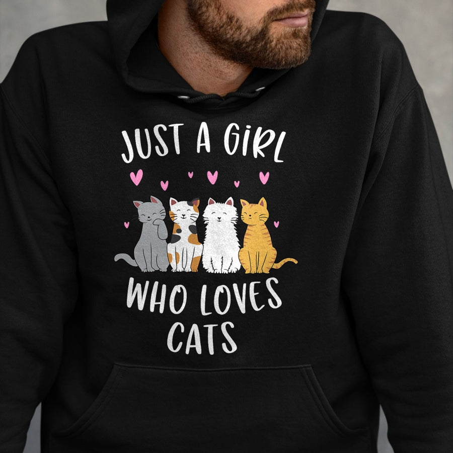 Cat Love Shirt, Funny Cat Lover Gift UnisexT-Shirt/Hoodie/Sweatshirt HLT00 - Just A Girl Who Loves Cats Cute Cat Lover T-Shirt Small (1)