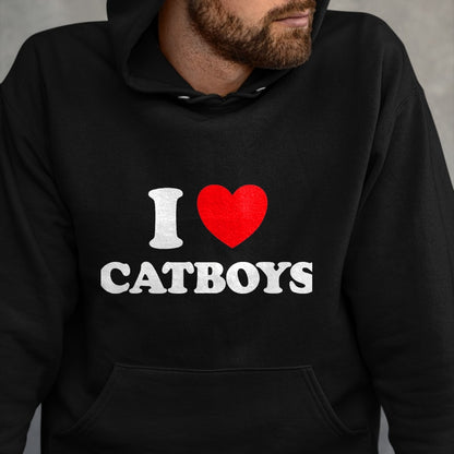 Cat Love Shirt, Funny Cat Lover Gift UnisexT-Shirt/Hoodie/Sweatshirt HLT00 - Cat Boy Heart Funny Cute Costume Furry Catboy Joke Meme Fan T-Shirt, Men, Black, 3X-Large