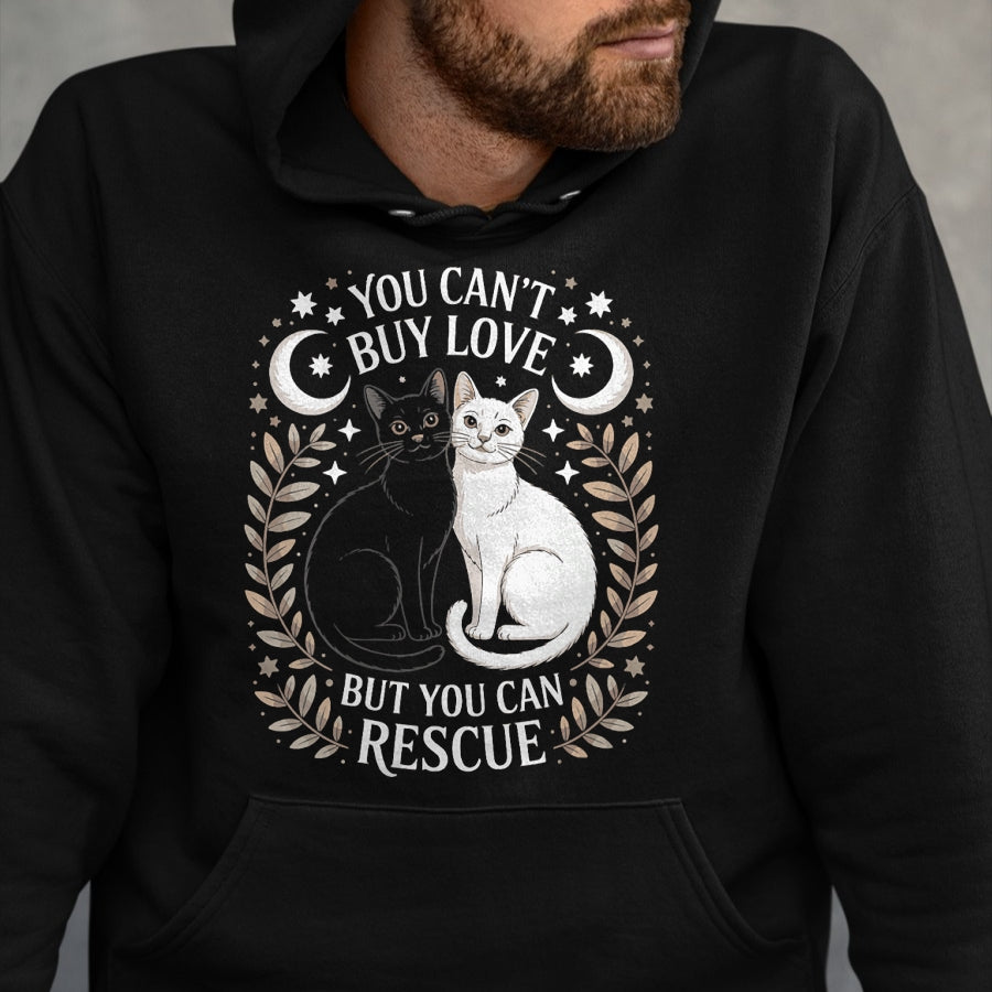 Cat Love Shirt, Funny Cat Lover Gift UnisexT-Shirt/Hoodie/Sweatshirt HLT00 - Women_s You Can_t Buy Love But You Can Rescue It Cat Lovers V-Neck T-Shirt