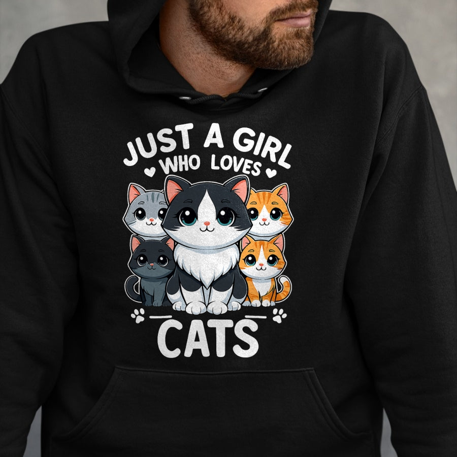 Cat Love Shirt, Funny Cat Lover Gift UnisexT-Shirt/Hoodie/Sweatshirt HLT00 - Just A Girl Who Loves Cats T-Shirt