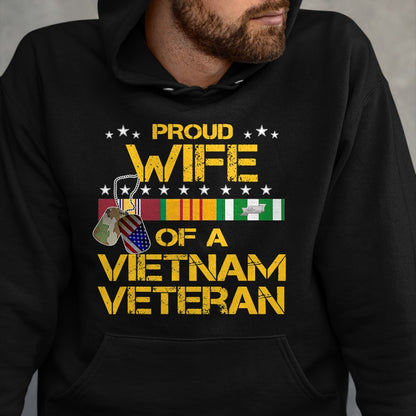 Best Husband Shirt, Wife and Husband Unisex T-Shirt/Hoodie/Sweatshirt HLT00 - Proud Wife of A Vietnam Veteran My Husband is A Hero T-Shirt T-Shirt