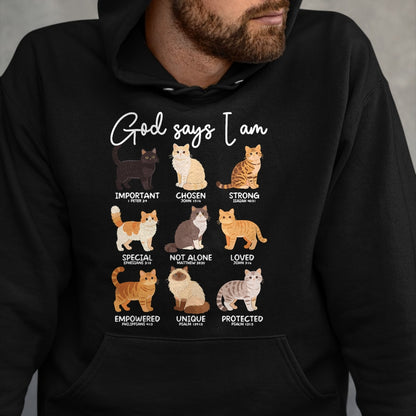 Cat Love Shirt, Funny Cat Lover Gift UnisexT-Shirt/Hoodie/Sweatshirt HLT00 - God Says I Am Bible Verses Christian Scripture Cat T-Shirt
